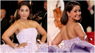 Hina Khan in a dreamy lavender gown shows how it is done at the Cannes Film Festival 2022 red carpet: All pics inside (Instagram, Twitter) Hina Khan in a dreamy lavender gown shows how it is done at the Cannes Film Festival 2022 red carpet: All pics inside (Instagram, Twitter)