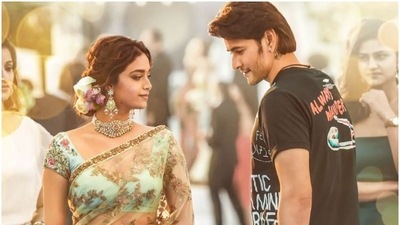 Keerthy Suresh and Mahesh Babu in a still from Sarkaru Vaari Paata. Keerthy Suresh and Mahesh Babu in a still from Sarkaru Vaari Paata.