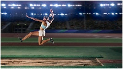 Sanya Malhotra’s trainer demonstrates broad jump, speaks of benefits (Unsplash) Sanya Malhotra’s trainer demonstrates broad jump, speaks of benefits (Unsplash)