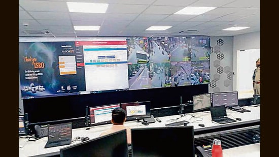 The Integrated Command and Control Centre at the Ludhiana MC’s Zone-D office has been established at a cost of ₹35.96 crore. (Harvinder Singh/HT)