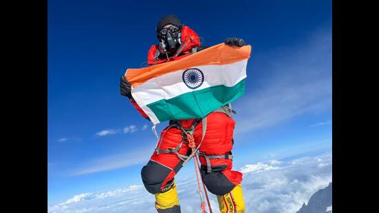 At Kanchenjunga on May 5. The 20-hour summit trek was the toughest climb of her life, Mohite says. (Photo courtesy Priyanka Mohite)