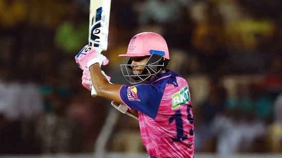 Mumbai, May 20 (ANI): Rajasthan Royals Yashasvi Jaiswal plays a shot during the Indian Premier League 2022 match between Rajasthan Royals and Chennai Super Kings, at Brabourne Stadium in Mumbai on Friday. (ANI Photo/Rajasthan Royals Twitter)(ANI)