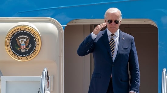 Joe Biden boards Air Force One at Andrews Air Force Base, Md. on May 19, 2022, to travel to Seoul, Korea to begin his first trip to Asia as US President.&nbsp;(AP)