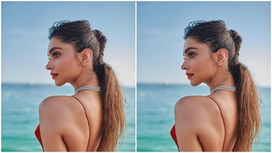 Deepika’s slip-in, backless gown came with a plunging neckline and frills at the waist. The gown featured a cascading skirt from the waist. The bright red ensemble made her look just too gorgeous.(Instagram/@deepikapadukone)