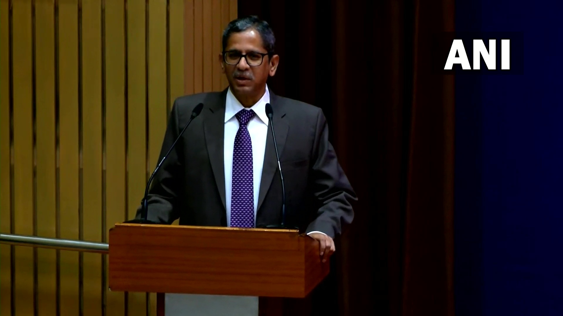 CJI NV Ramana at the farewell event of Justice L Nageswara Rao organised by the Supreme Court Bar Association on Friday. (ANI)