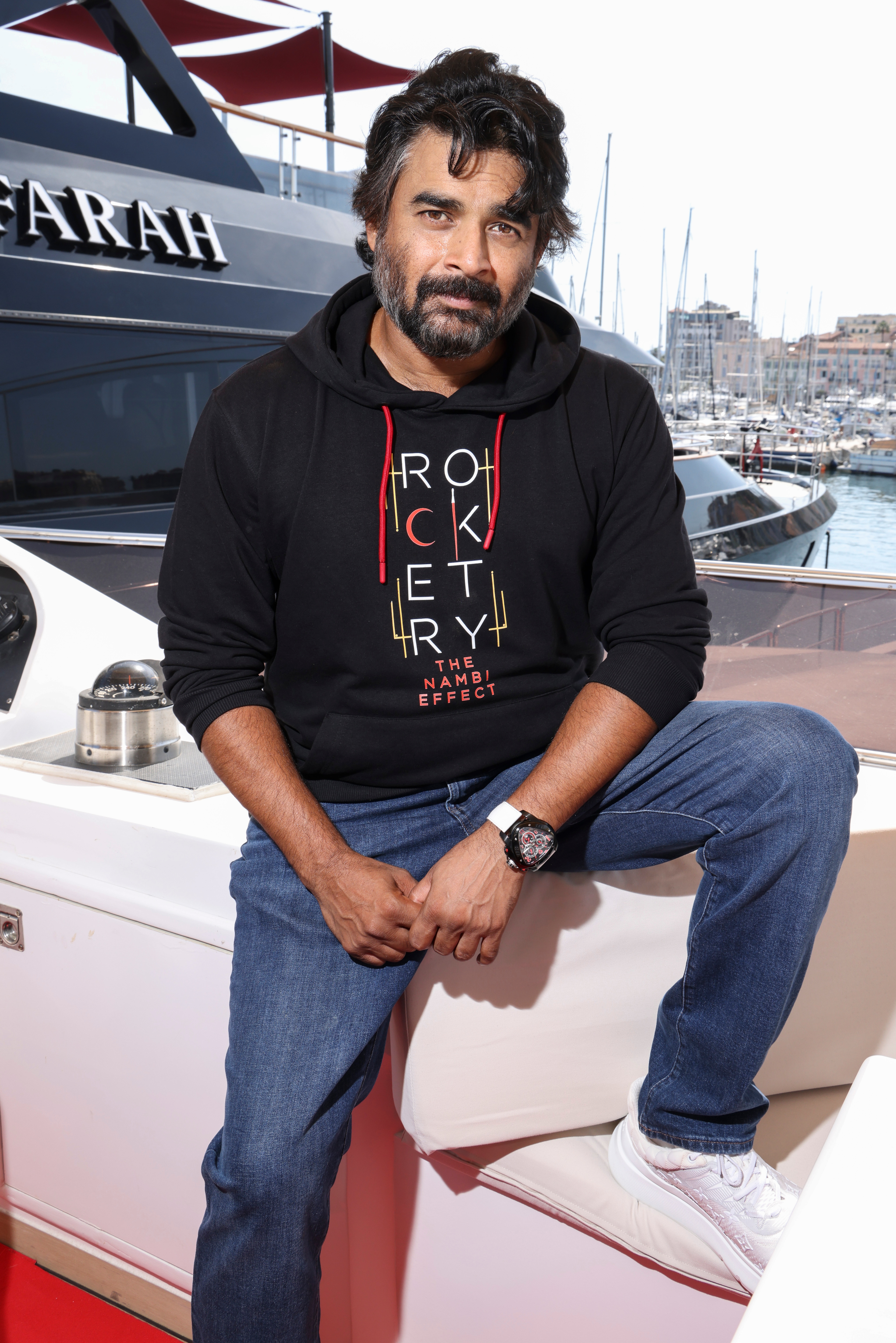 R Madhavan poses for photos at Cannes Film Festival 2022 on May 19. (AP) R Madhavan poses for photos at Cannes Film Festival 2022 on May 19. (AP)