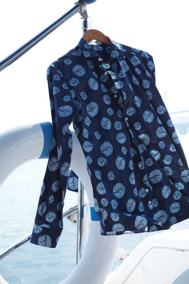 The aquatic printed shirt looks good on its own but, even better under a crisp leisure jacket. The aquatic printed shirt looks good on its own but, even better under a crisp leisure jacket.