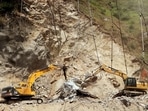 Search and rescue operations in progress in the aftermath of the collapse of an under-construction tunnel on the Jammu-Srinagar national highway near Khooni Nallah, in Ramban. Search and rescue operations in progress in the aftermath of the collapse of an under-construction tunnel on the Jammu-Srinagar national highway near Khooni Nallah, in Ramban.