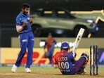 Shaw was down on the ground as Bumrah celebrated. (BCCI)