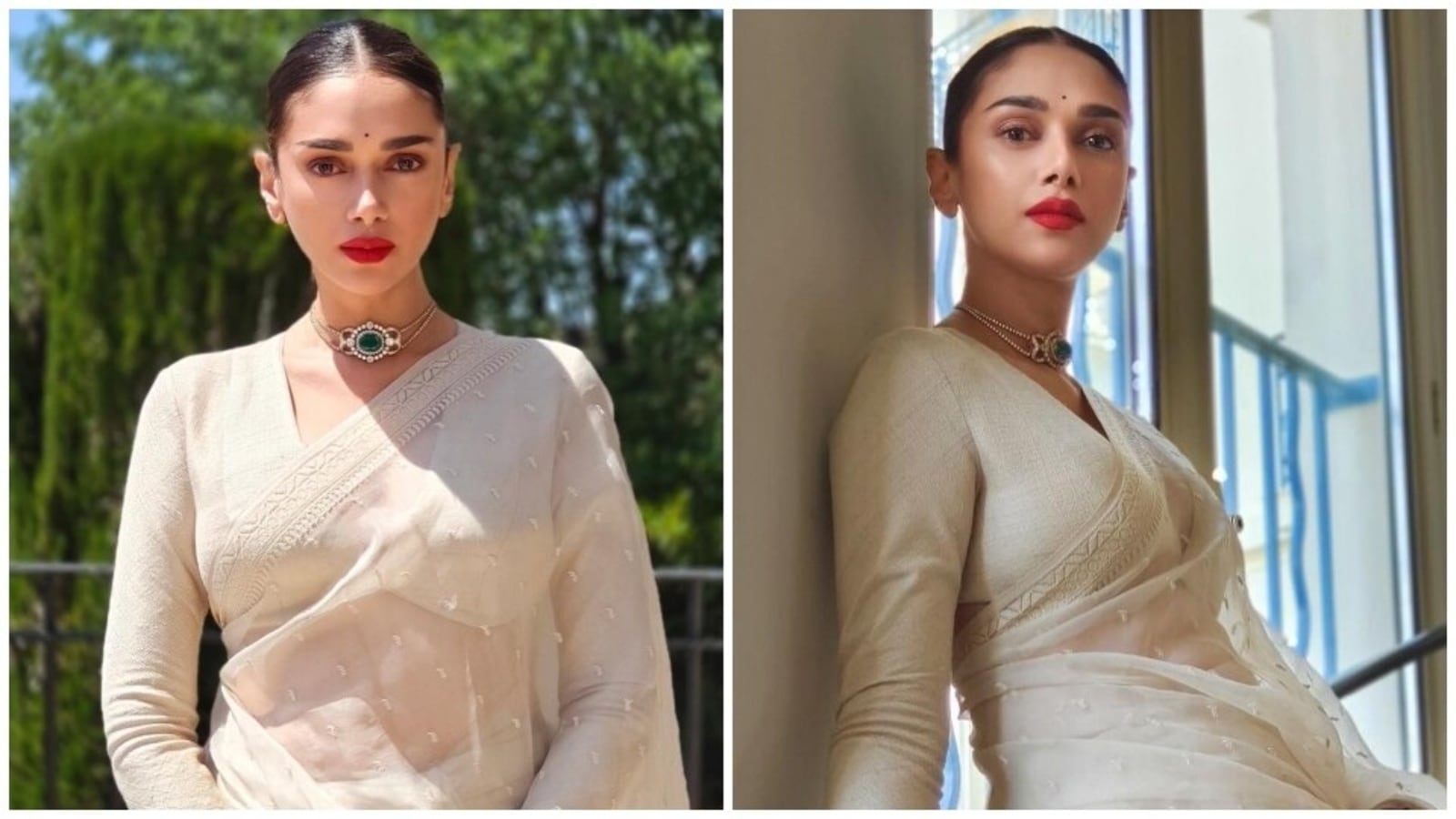 Aditi Rao Hydari brings Indian simplicity and tradition to Cannes Film Festival 2022 in ivory Sabyasachi saree: All pics