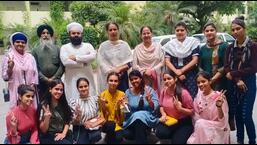 Position holders of RCG, Ludhiana, flashing victory signs. (HT PHOTO)