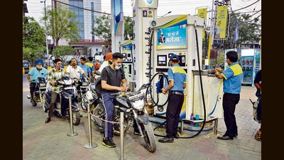 The Centre on Saturday slashed excise duties on petrol by  ₹8 a litre and diesel by  ₹6 a litre. (PTI)