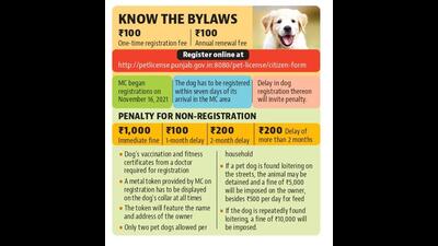The one-time pet registration fee in Mohali is ₹100 and an annual fee of ₹100 has also to be paid thereafter. (HT Photo) The one-time pet registration fee in Mohali is ₹100 and an annual fee of ₹100 has also to be paid thereafter. (HT Photo)