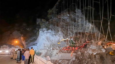 View of the collapsed tunnel. (PTI)