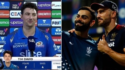 Tim David and Faf du Plessis-Virat Kohli (Twitter | IPLt20.com)