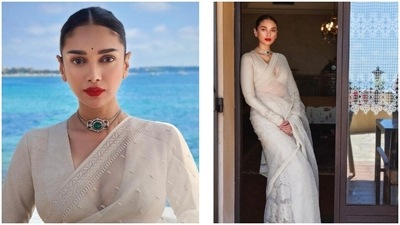 Aditi Rao Hydari in Sabyasachi saree at Cannes Film Festival 2022. Aditi Rao Hydari in Sabyasachi saree at Cannes Film Festival 2022.
