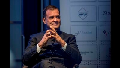 Congress leader Rahul Gandhi at the Ideas for India conclave in London. (PTI) Congress leader Rahul Gandhi at the Ideas for India conclave in London. (PTI)