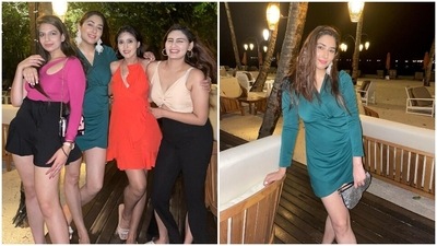 On Saturday, Disha took to her Instagram page to drop several photos from her vacation. The post shows the actor posing at the beach dressed in a stunning mini dress. Apart from revealing her glamorous look for the girl's night out, Disha also dropped a click with her friends. She captioned the post, "Going Rogue! [green heart emoji]." Scroll ahead to see all the pictures. (Instagram/@dishaparmar)
