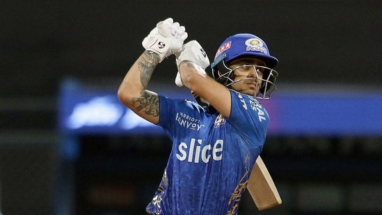 Mumbai Indians' Ishan Kishan hits a shot during the Indian Premier League 2022 (ANI)
