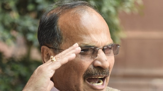 Congress MP Adhir Ranjan Chowdhury at Parliament House.&nbsp;(PTI file)