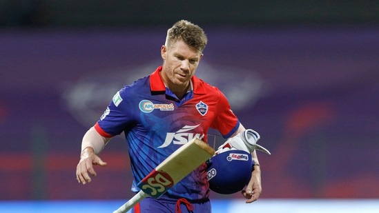 David Warner of Delhi Capitals walks towards the pavilion after being dismissed, during the Indian Premier League 2022 (PTI)