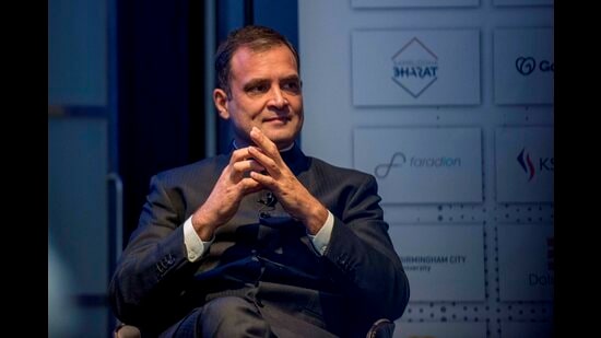 Congress leader Rahul Gandhi at the Ideas for India conclave in London. (PTI)