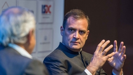 Rahul Gandhi while speaking at the ‘Ideas for India’ conclave in London. ((Twitter) ) Rahul Gandhi while speaking at the ‘Ideas for India’ conclave in London. ((Twitter) )