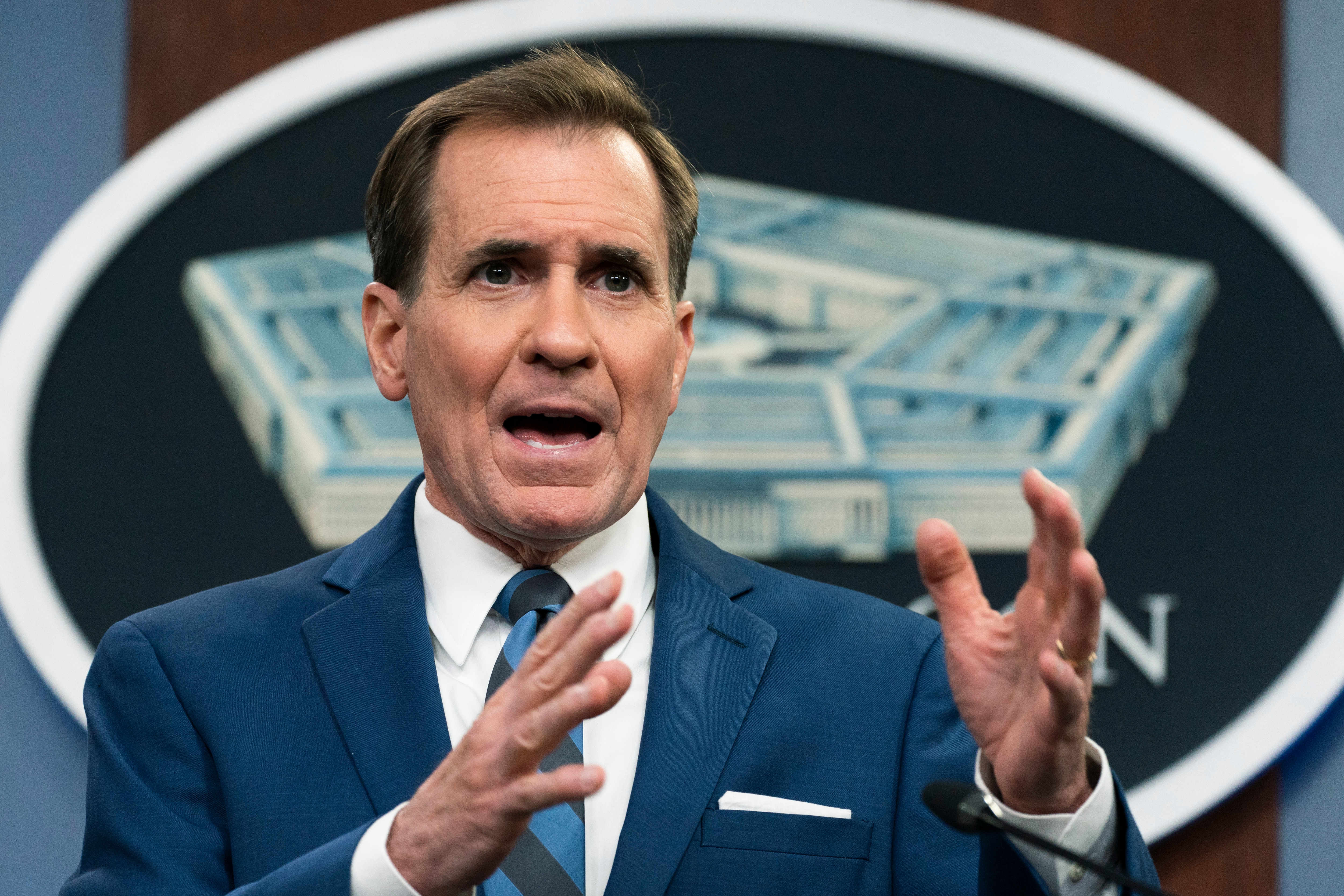 Kirby’s title, according to the statement, will be National Security Council coordinator for strategic communications. (AP) Kirby’s title, according to the statement, will be National Security Council coordinator for strategic communications. (AP)