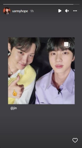 J-Hope re-shared Jin's post.