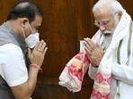 A file photo of Assam Chief Minister Himanta Biswa Sarma meeting Prime Minister Narendra Modi. (TWITTER/ @himantabiswa.) A file photo of Assam Chief Minister Himanta Biswa Sarma meeting Prime Minister Narendra Modi. (TWITTER/ @himantabiswa.)