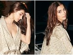 Cannes 2022: Pooja Hegde's smoking hot avatar in embellished cropped cape jacket and flared pants wins the internet(Instagram) Cannes 2022: Pooja Hegde's smoking hot avatar in embellished cropped cape jacket and flared pants wins the internet(Instagram)