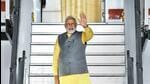 Prime Minister Narendra Modi emplanes for Tokyo, in New Delhi on Sunday. (PTI) Prime Minister Narendra Modi emplanes for Tokyo, in New Delhi on Sunday. (PTI)