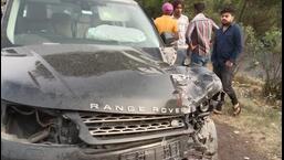 The Range Rover SUV that was being driven by a woman from Panipat and was involved in an accident in Ambala. (HT Photo)