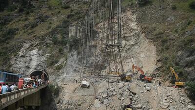 An under-construction tunnel collapsed in Jammu and Kashmir’s Ramban district on Thursday night, killing 10 labourers. (PTI)