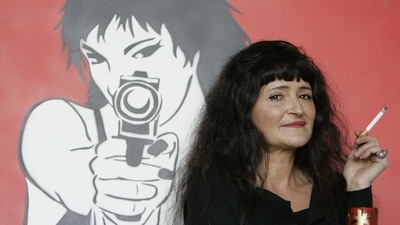  French artist Miss Tic posing in her studio in Paris. (AFP) French artist Miss Tic posing in her studio in Paris. (AFP)