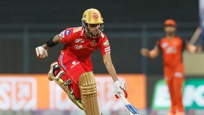 Mumbai: Shikhar Dhawan of Punjab Kings during T20 cricket match 70 of the Indian Premier League 2022 (IPL season 15) between the Sunrisers Hyderabad and the Punjab Kings, at the Wankhede Stadium in Mumbai, Sunday, May 22, 2022. (Sportzpics for IPL/PTI Photo)(PTI05_22_2022_000183B) (PTI) Mumbai: Shikhar Dhawan of Punjab Kings during T20 cricket match 70 of the Indian Premier League 2022 (IPL season 15) between the Sunrisers Hyderabad and the Punjab Kings, at the Wankhede Stadium in Mumbai, Sunday, May 22, 2022. (Sportzpics for IPL/PTI Photo)(PTI05_22_2022_000183B) (PTI)