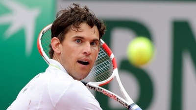 Austria's Dominic Thiem in action during his first round match against Bolivia's Hugo Dellien (REUTERS)