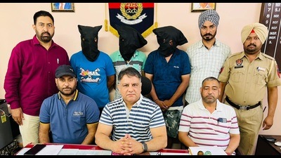 Three men who were arrested with drugs in Ludhiana on Sunday. (HT Photo)