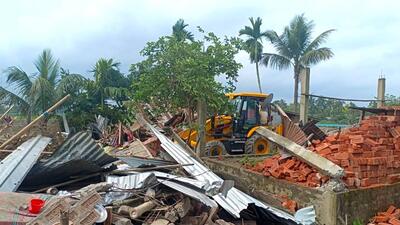 Police said that some houses in the area were demolished on Sunday since people are staying illegally in that area and indulging in illegal tasks. (ANI) Police said that some houses in the area were demolished on Sunday since people are staying illegally in that area and indulging in illegal tasks. (ANI)