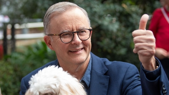 Australia's PM-designate Anthony Albanese after winning the general election at Marrickville Library and Pavilion in Sydney on May 22, 2022. (Photo by Wendell Teodoro / AFP)