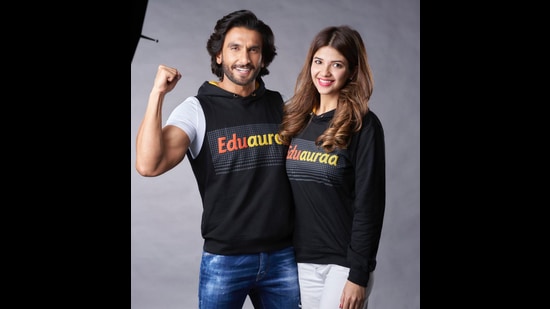 Eduauraa brand ambassador Ranveer Singh and founder and CEO Akanksha Chaturvedi (Photo: HTCS)