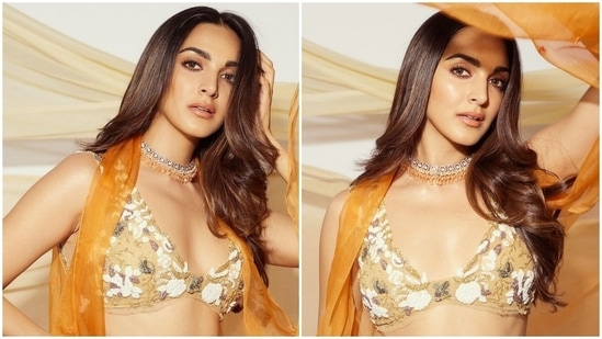 Every now and then, Kiara Advani likes to mix up her style and serve her fans with must-have sartorial options. The Bhool Bhulaiyaa 2 actor's wardrobe has an array of effortless style options, from lehenga sets to pantsuits to mini dresses. However, her semi-ethnic looks always hold an ethereal charm. And a recent photoshoot backs our claim. Scroll ahead to see what we mean.(Instagram)