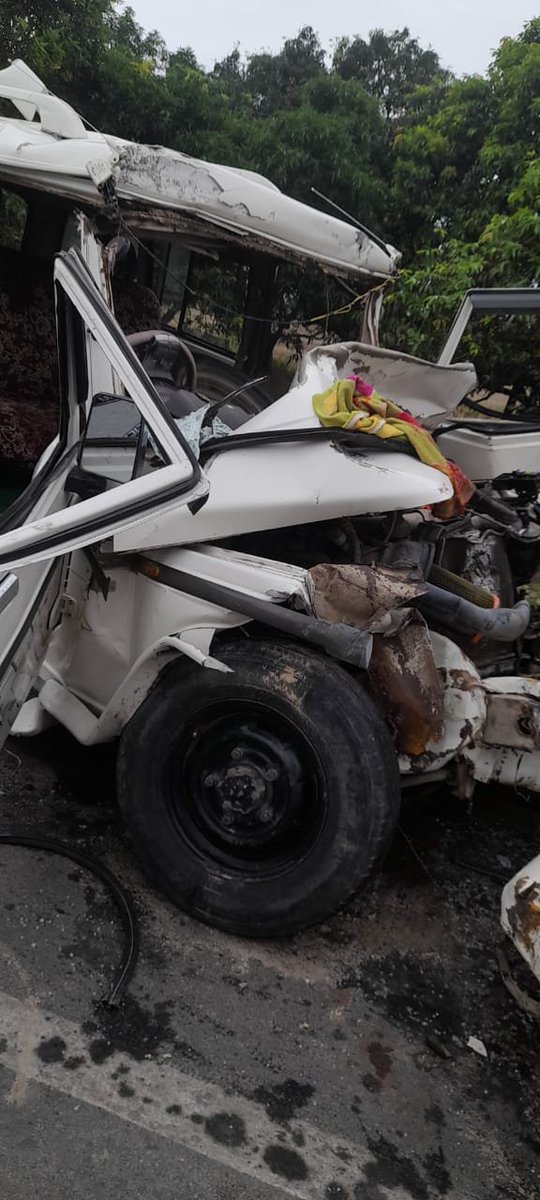 The vehicle can be seen completely wrecked in images shared by ANI. The vehicle can be seen completely wrecked in images shared by ANI.