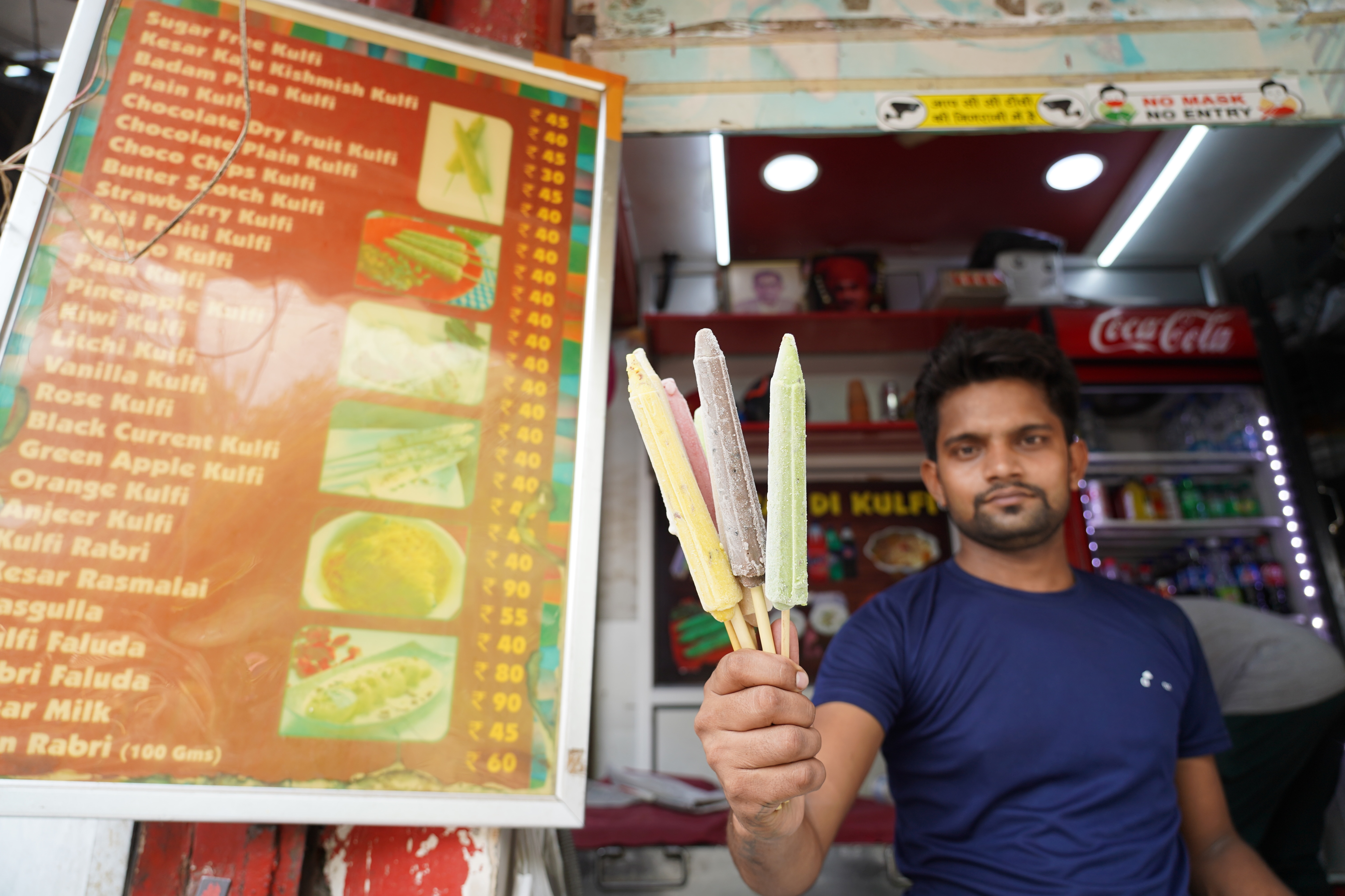 From sugar free to rose and orange to anjeer, Ravi Raj Di Kulfi offers all flavours you could possibly imagine. (Photo: Gokul VS/HT) From sugar free to rose and orange to anjeer, Ravi Raj Di Kulfi offers all flavours you could possibly imagine. (Photo: Gokul VS/HT)