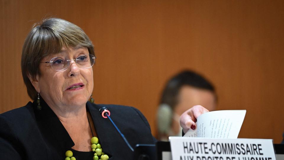 Bachelet will meet virtually with heads of foreign missions on Monday before visiting Xinjiang on Tuesday and Wednesday, according to diplomatic sources in Beijing. (AFP) Bachelet will meet virtually with heads of foreign missions on Monday before visiting Xinjiang on Tuesday and Wednesday, according to diplomatic sources in Beijing. (AFP)