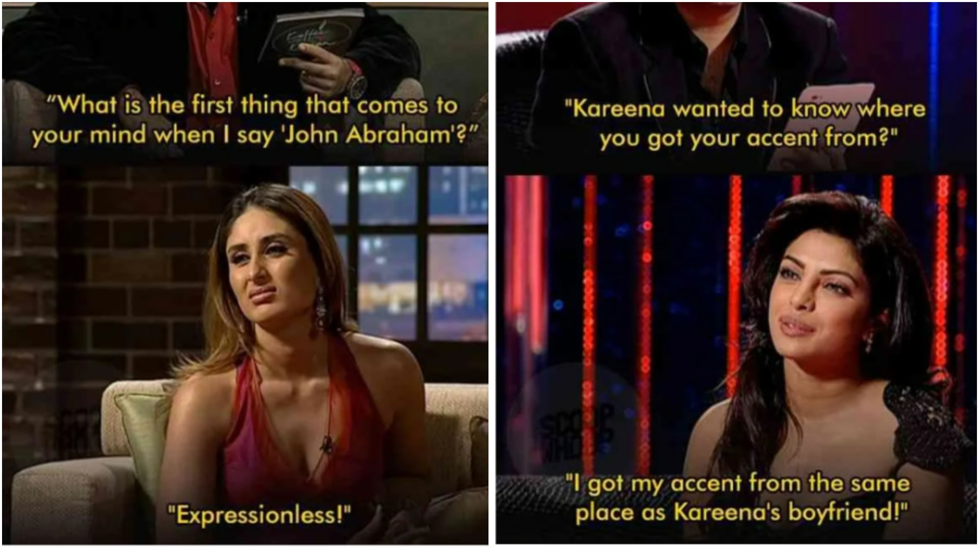 Kareena Kapoor and Priyanka Chopra have commented on each other, as well as on other celebs, while appearing on Koffee With Karan.