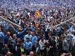 Manchester City fans invade pitch after Premier League title triumph Manchester City fans invade pitch after Premier League title triumph