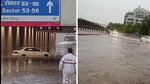 Police teams on bicycles are helping people in Gurugram who are stranded due to waterlogging. (ANI Photos) Police teams on bicycles are helping people in Gurugram who are stranded due to waterlogging. (ANI Photos)