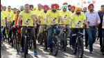Punjab CM Bhagwant Mann and Sangrur SSP Mandeep Singh Sidhu participating in a cycle rally against drugs on Sunday. (ANI) Punjab CM Bhagwant Mann and Sangrur SSP Mandeep Singh Sidhu participating in a cycle rally against drugs on Sunday. (ANI)
