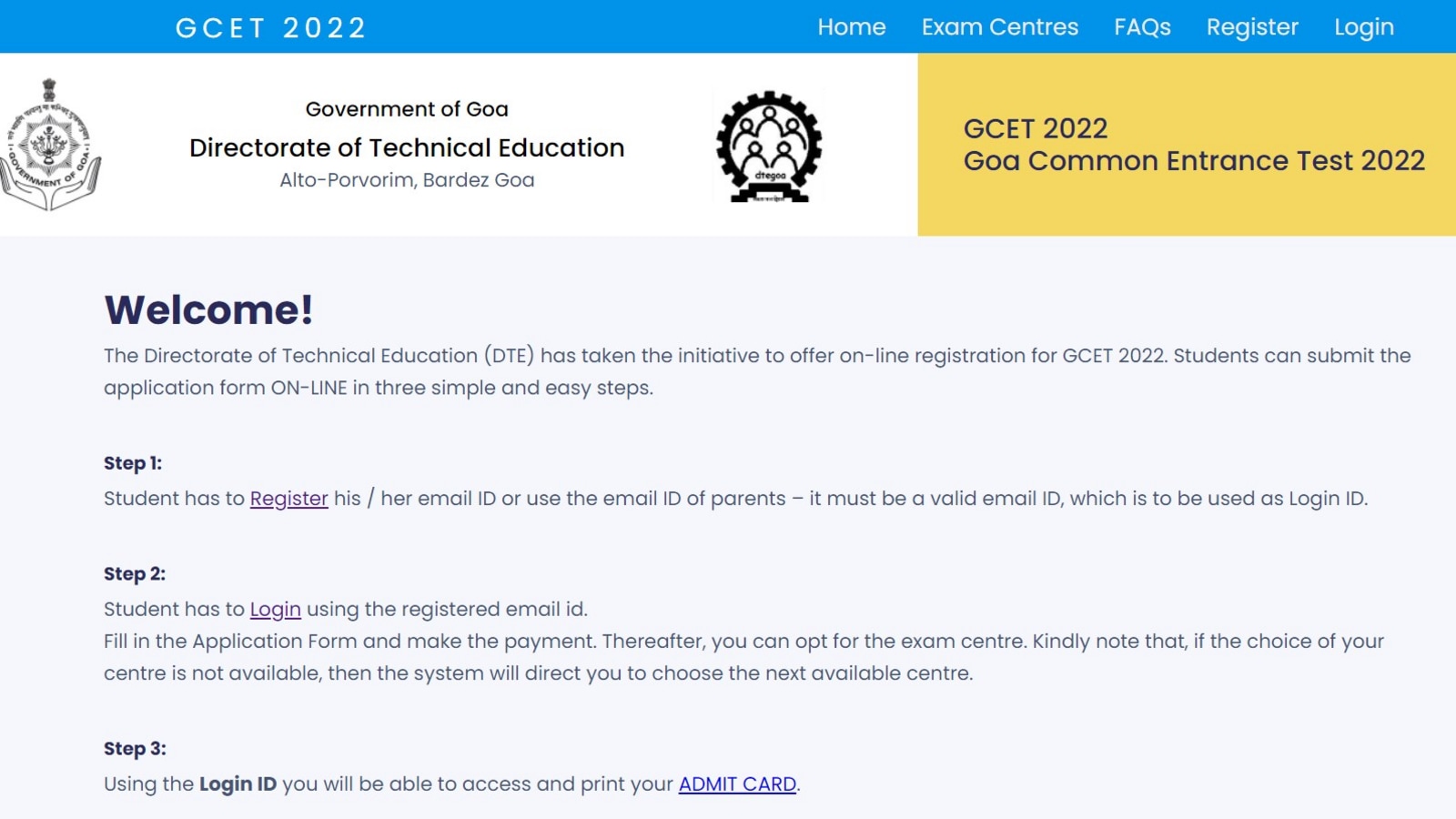 Goa CET 2022 registration begins at www.goacet.in, link here